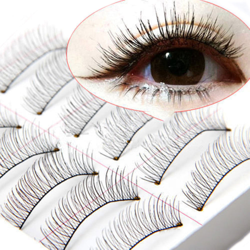 10 Pairs Soft Natural Cross Handmade Eye Lashes Makeup Extension False Eyelashes #M01756